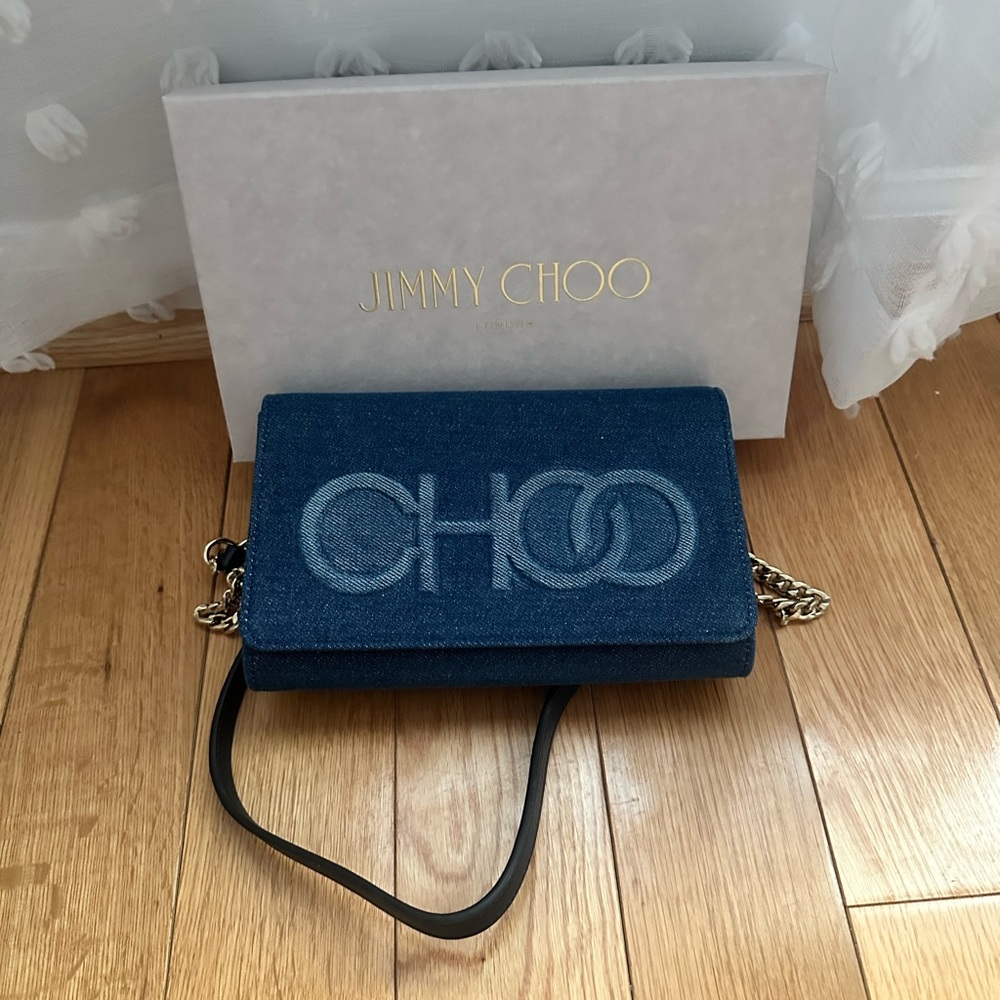 Jimmy Choo Sonia Denim Wallet on Chain